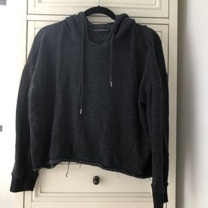 Brandy Melville Cropped Raw Edge Hoodie OS